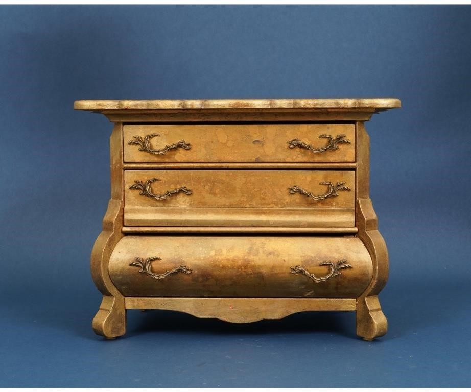 Appraisal: French style diminutive gilt decorated chest th c h x