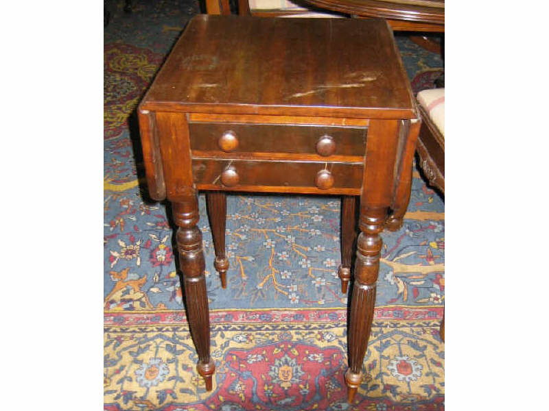 Appraisal: AMERICAN FEDERAL MAHOGANY SIDE TABLE Rectangular top with twin drop