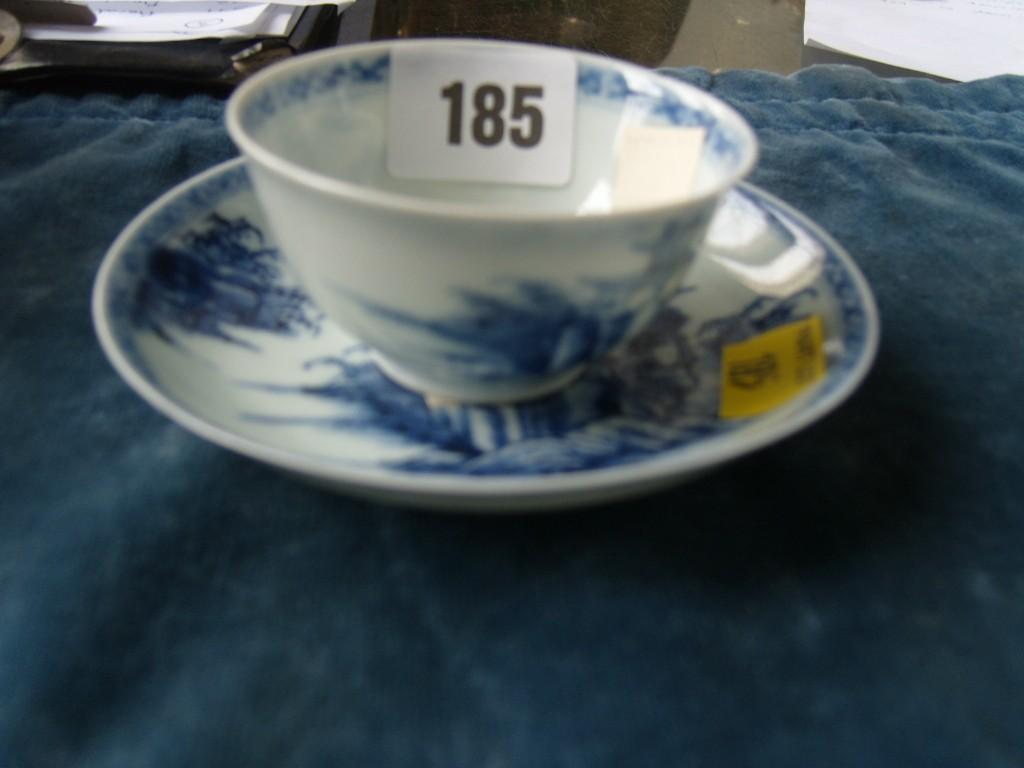 Appraisal: An th century blue and white tea bowl and saucer