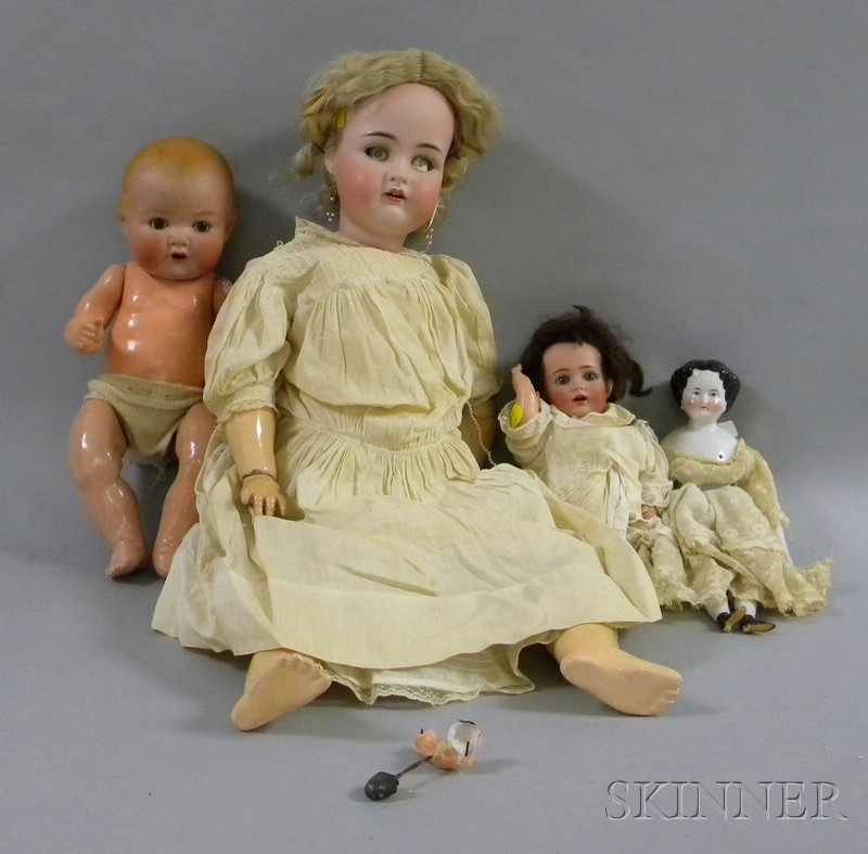 Appraisal: Three German Bisque Head Dolls a China Head Doll and