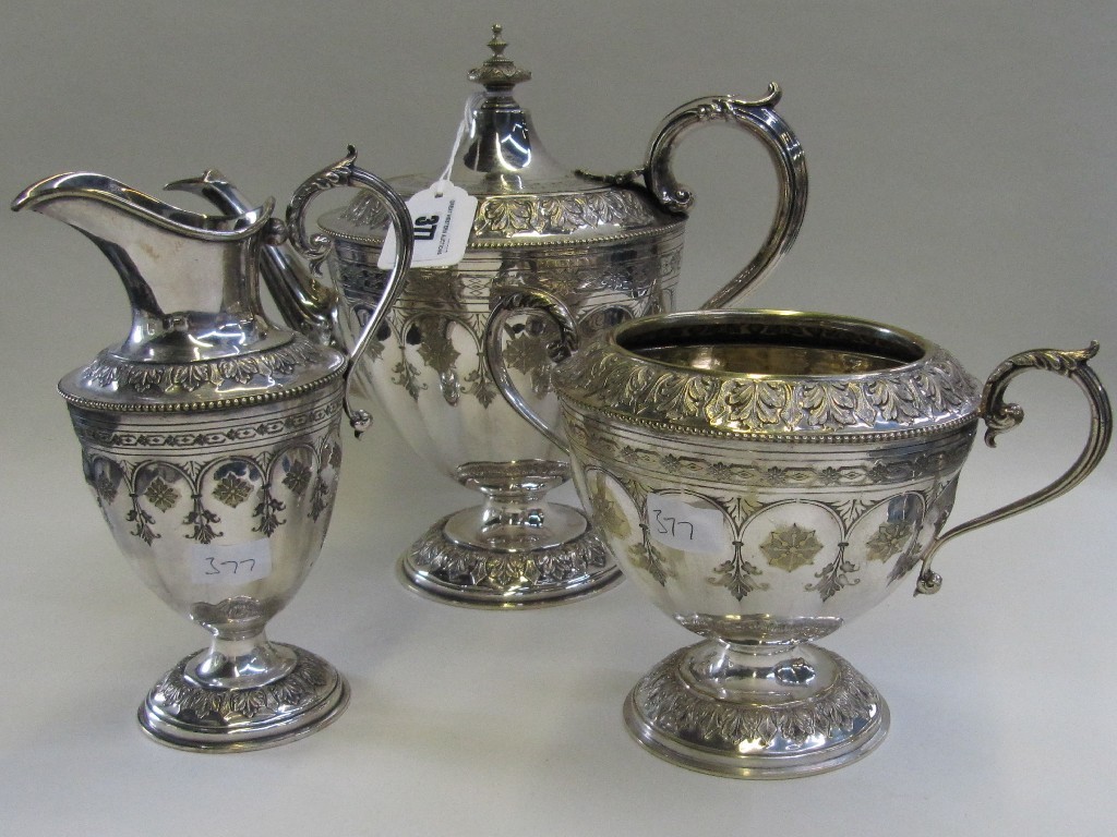 Appraisal: Three piece silver plated tea service