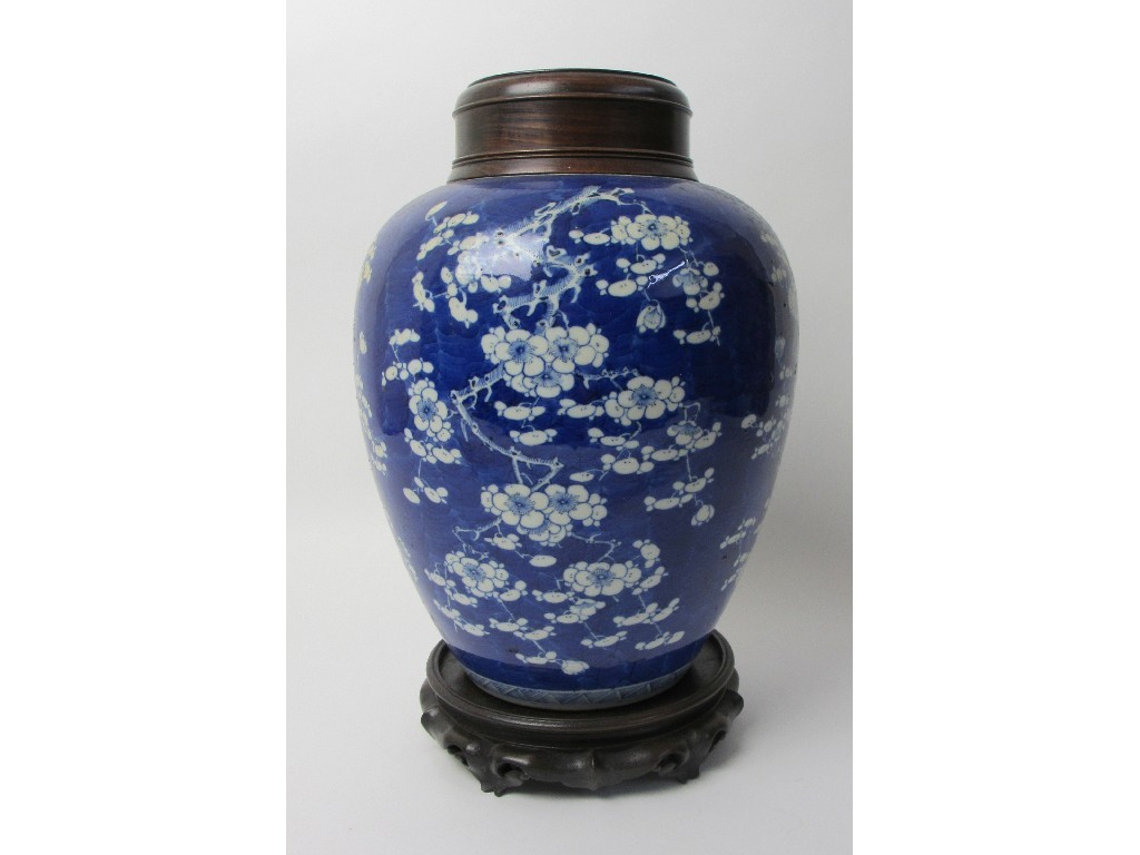 Appraisal: A Chinese blue and white jar painted with blossoming branches