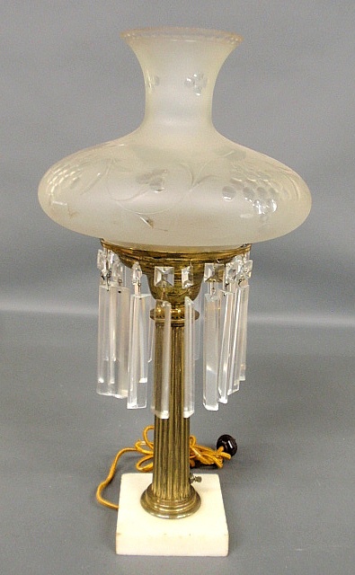 Appraisal: - Cornelius Philadelphia brass Astral lamp electrified with original glass