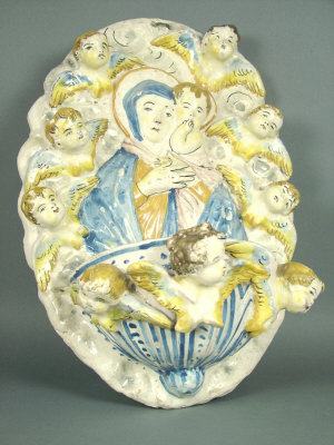 Appraisal: A faience holy water stoop possibly Italian th century of