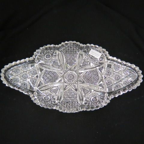 Appraisal: Cut Glass Oval Dish starbursts pinwheels brilliant period x