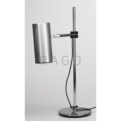 Appraisal: GINO SARFATTI Attr Adjustable desk lamp Chrome aluminum and black