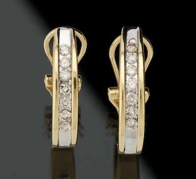 Appraisal: A Pair of Diamond Earrings k yellow and white gold