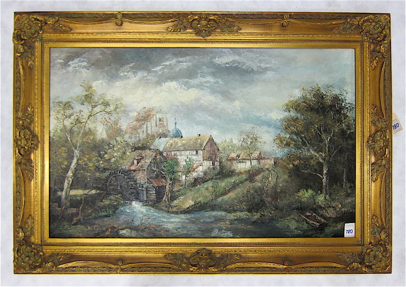 Appraisal: WILL GISIN SWISS AMERICAN - ORIGINAL PAINTING country river village