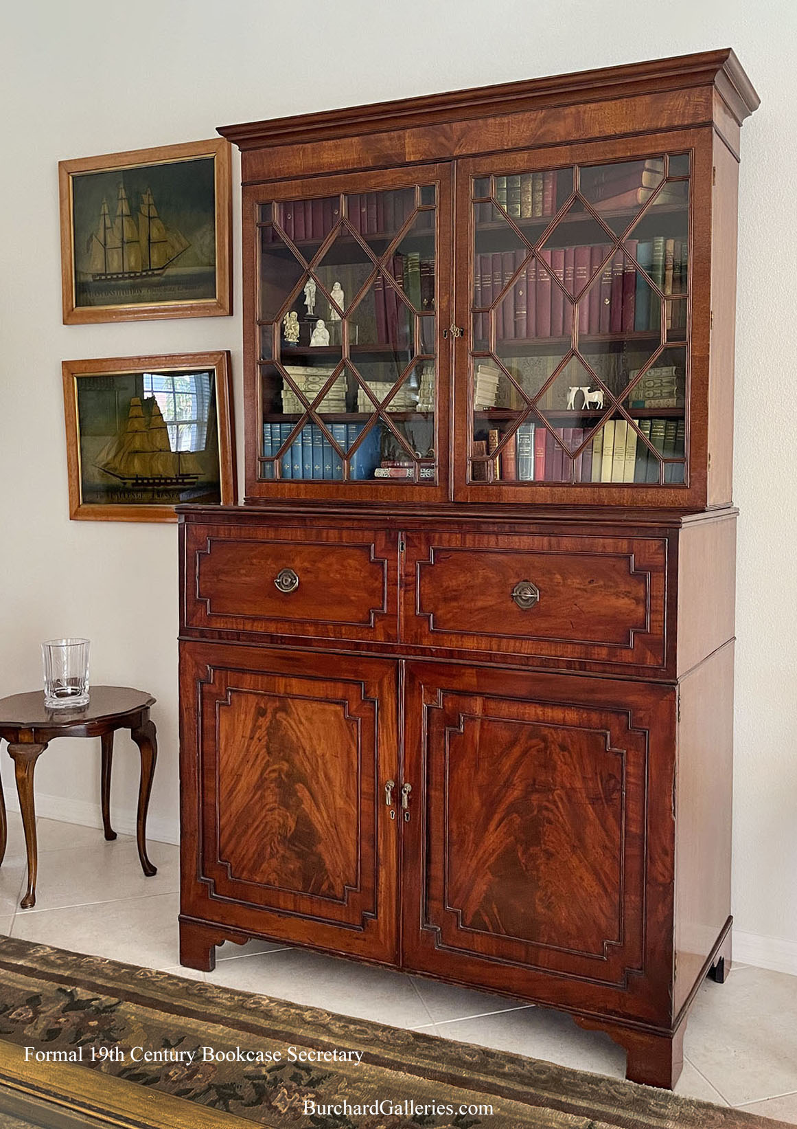 Appraisal: AN EXCEPTIONAL GEORGIAN MAHOGANY BOOKCASE SECRETARY English Georgian period highly