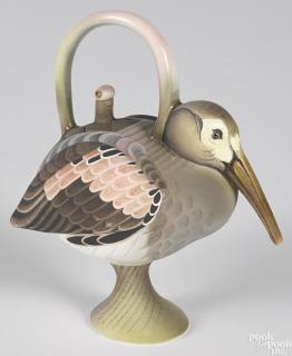 Appraisal: Annette Corcoran American b painted porcelain immature male Scarlet Ibis