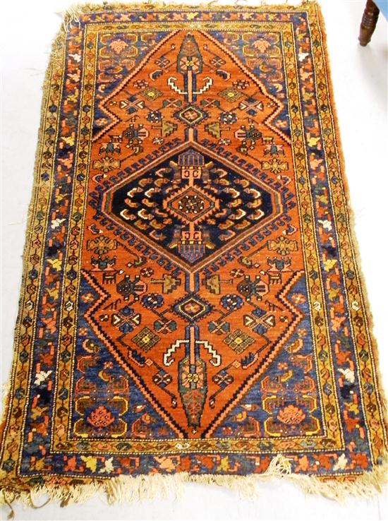 Appraisal: Persian antique Melayer terracotta field with blue and tan accents