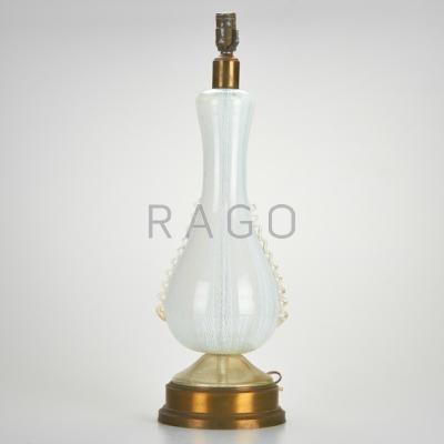 Appraisal: MURANO Latticino glass table lamp thc Unmarked Condition Report