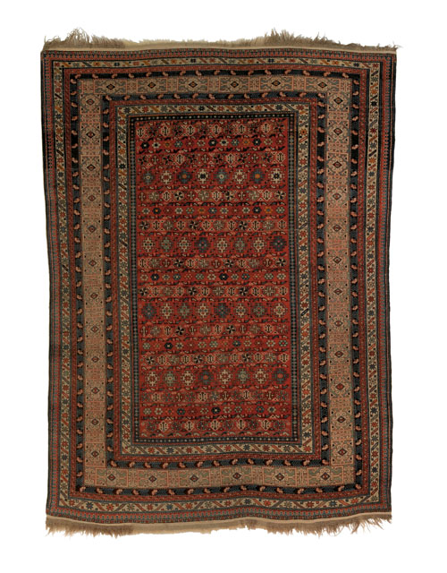 Appraisal: Shirvan carpet ca with repeating geometrics on a red field