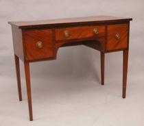 Appraisal: English Sideboard c A lovely three drawer sideboard standing on