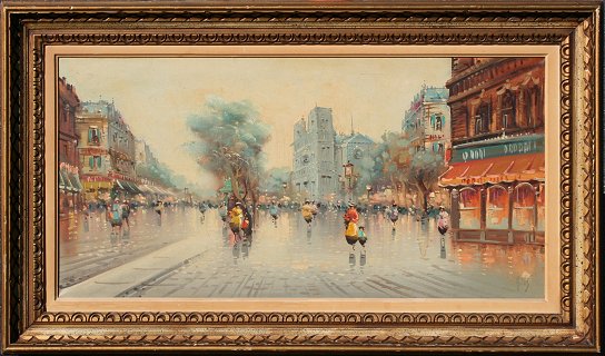 Appraisal: DEVITY Antonio Italian - Parisian Street Scene OIL Canvas ''