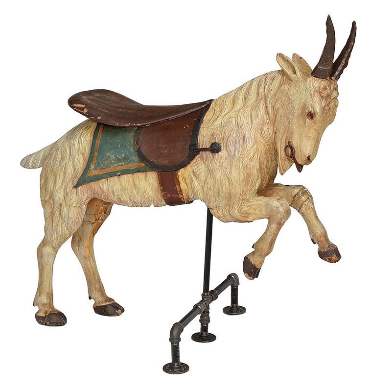 Appraisal: Carved and Polychrome Carousel Goat probably American early th century