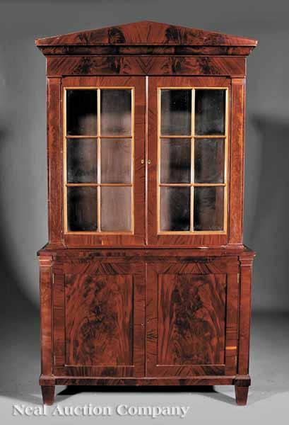 Appraisal: A Good American Late Federal Mahogany Bookcase and Cabinet early