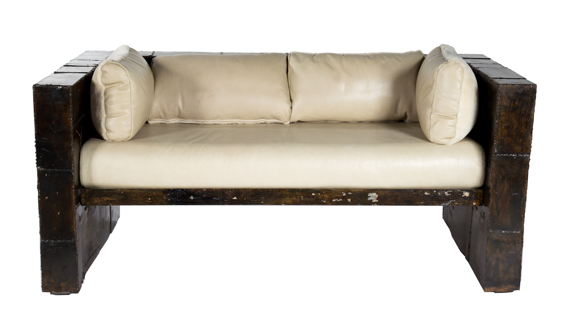 Appraisal: Paul Evans welded steel Patchwork sofa American - With removable