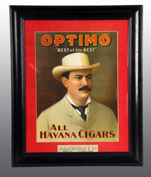 Appraisal: Cardboard Optima Cigar Sign Description By Haufman Strauss New York