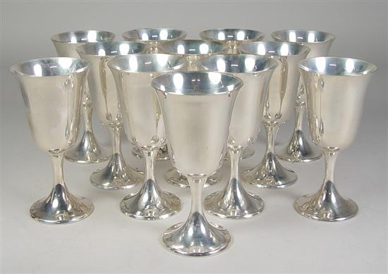 Appraisal: Gorham Sterling Goblets Set of Twelve No monograms Excellent condition