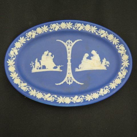 Appraisal: Wedgwood Dark Blue Jasperware Dresser Tray unusual mother and daughter