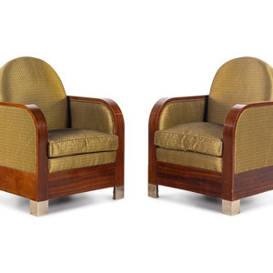 Appraisal: Art Deco First Quarter th Century Pair of Club Chairs