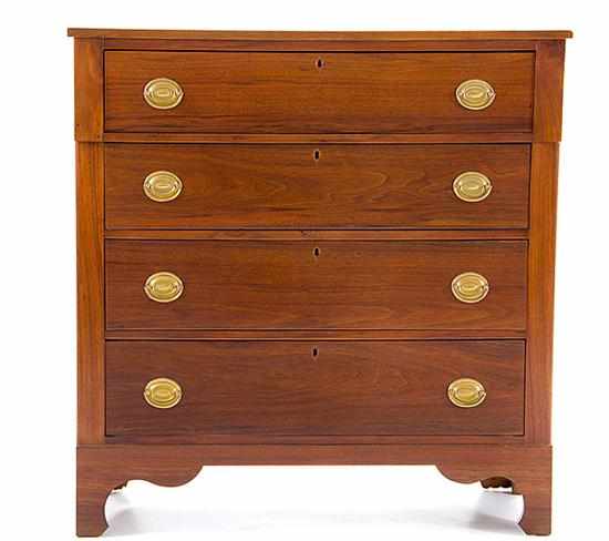 Appraisal: Southern late Federal walnut chest of drawers circa rectangular top