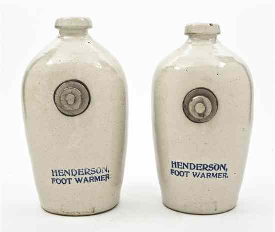 Appraisal: A Pair of Henderson Stoneware Foot Warmers each of bottle