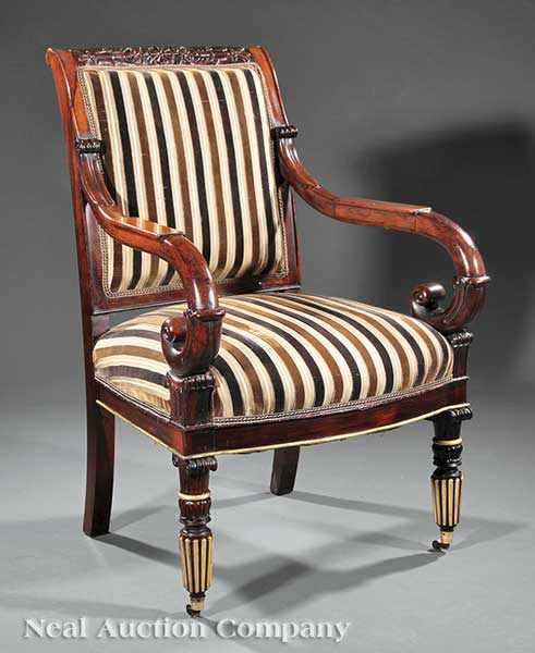 Appraisal: A Very Fine American Classical Carved Rosewood and Gilt Bronze-Mounted