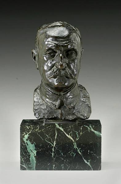 Appraisal: A French patinated bronze bust of a gentleman cast after