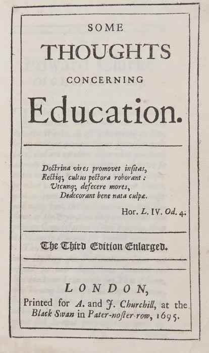 Appraisal: Locke John Some Thoughts Concerning Education third edition enlarged occasional