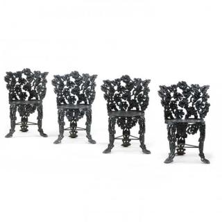 Appraisal: Set of Four American Victorian Cast Iron Garden Chairs late