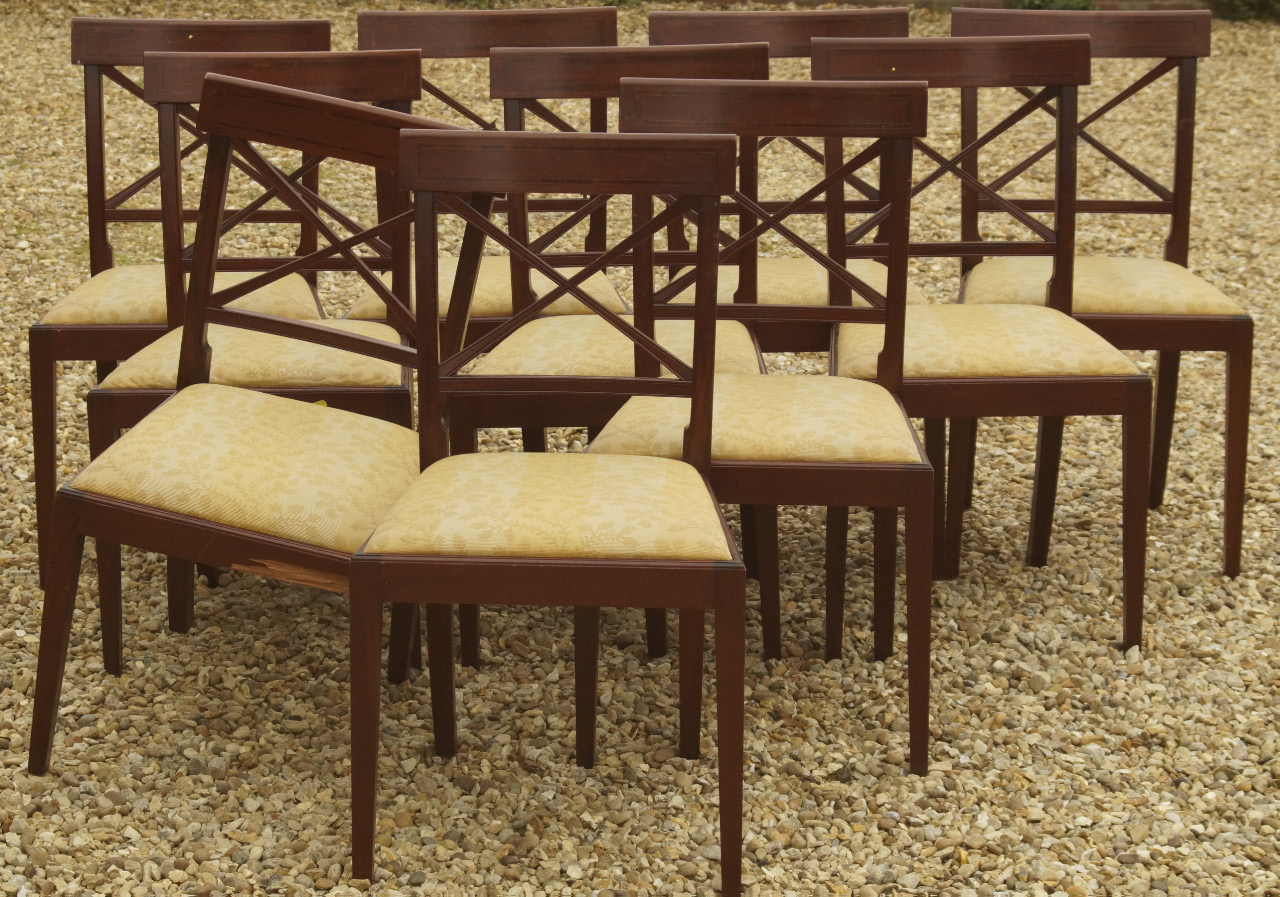 Appraisal: A set of ten Georgian style mahogany dining chairs with