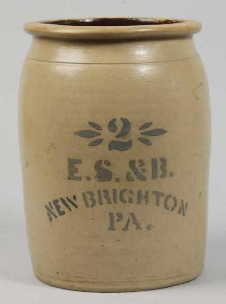 Appraisal: Stoneware Gallon New Brighton PA Piece Description Marked ES B