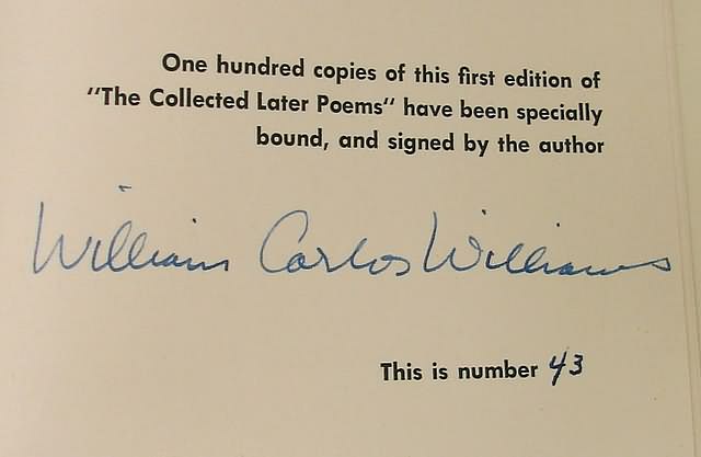 Appraisal: Book titled The Collected Later Poems of William Carlos Williams