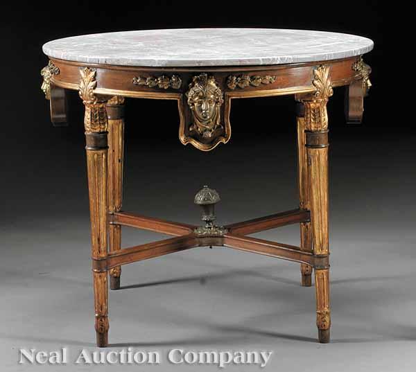 Appraisal: An Antique Continental Neoclassical-Style Mahogany Bronze-Mounted and Parcel Gilt Centre