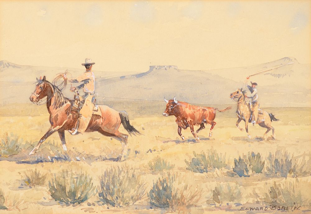 Appraisal: Edward Borein Open Range Catch Exclusive on Bidsquare EDWARD BOREIN