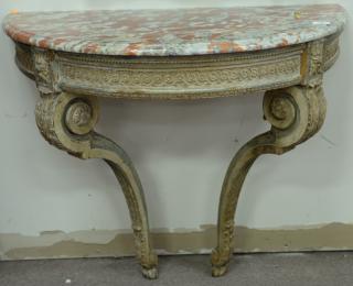 Appraisal: Continental style marble top console table with figured marble ht