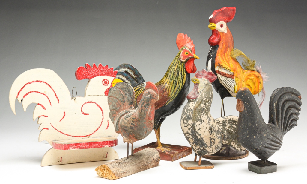 Appraisal: AMERICAN AND EUROPEAN ROOSTERS First half th century Wood paper