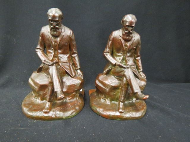 Appraisal: Pair of Handel Bronze Figural Bookends inscribed John Bourroughs original