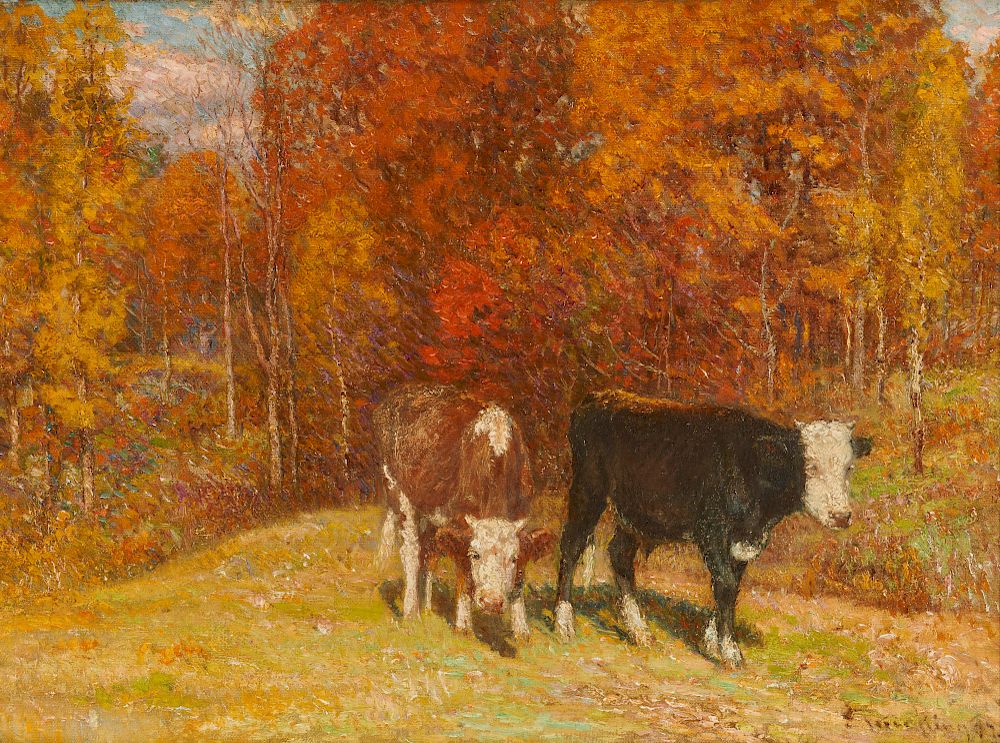 Appraisal: JOHN JOSEPH ENNEKING American - Fall Landscape with Two Cows