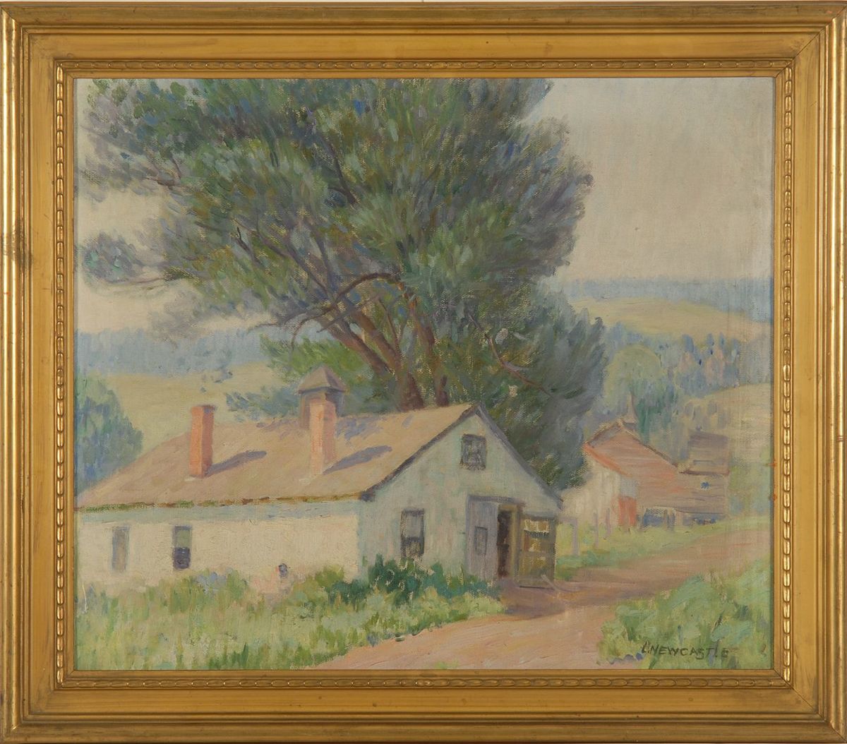 Appraisal: LENA MAY NEWCASTLEAmerican th CenturyImpressionist farm scene Signed lower right