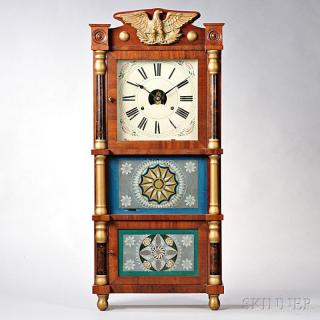 Appraisal: Birge Peck Co Triple-decker Clock Bristol Connecticut c eight-day weight-powered