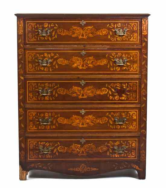 Appraisal: A Continental Marquetry Chest of Drawers having a rectangular top