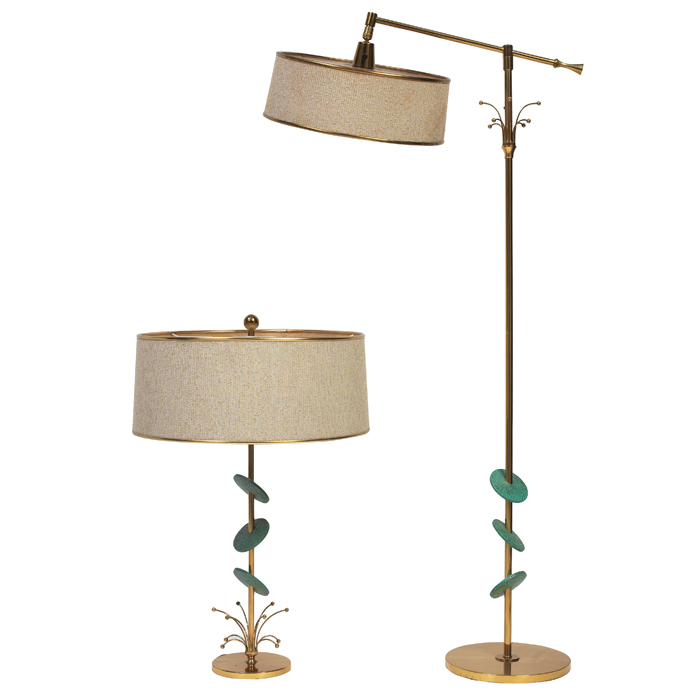 Appraisal: Rembrandt lamps two floor lamp and table lamp s brass