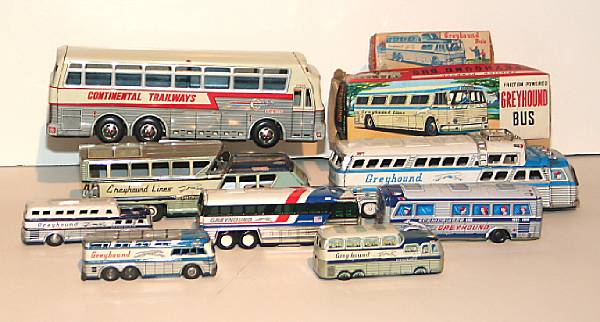 Appraisal: Tin Lithographed Japanese Buses Collection of Greyhound Tin Lithographed buses