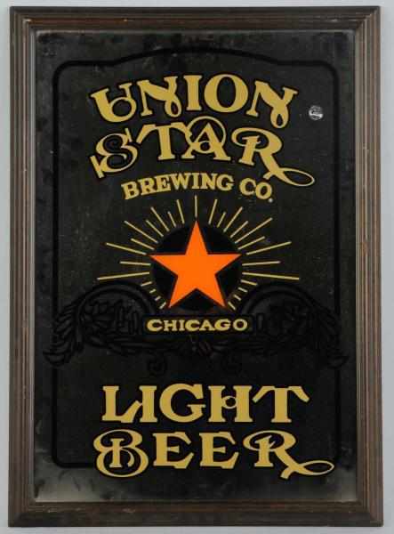 Appraisal: Union Star Brewing Co Reverse Glass Mirror Sign Painted sign