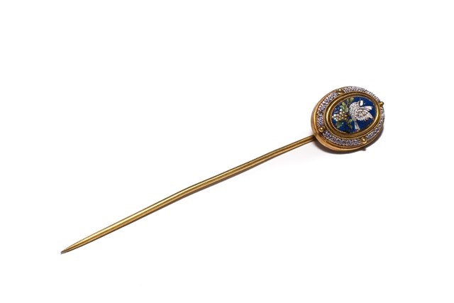 Appraisal: A gold and micro mosaic set stick pin probably Italian