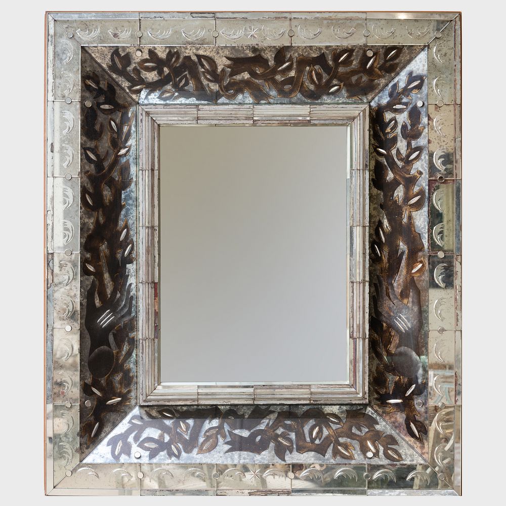 Appraisal: French Art Deco Verre glomis Mirror ft in x in