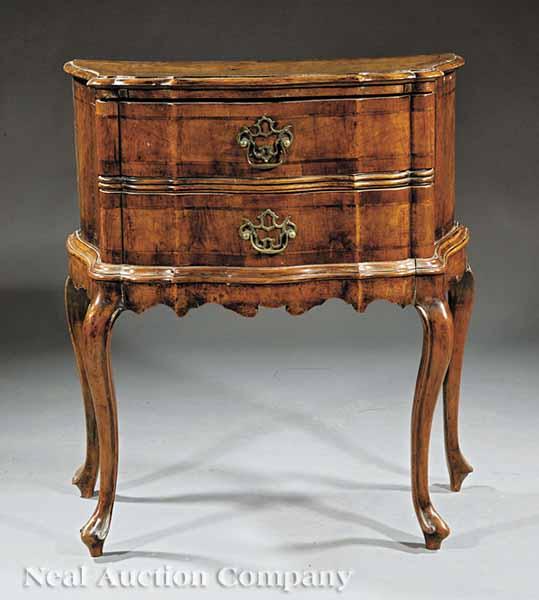 Appraisal: A Small Dutch Inlaid Walnut Commode c burled and crossbanded